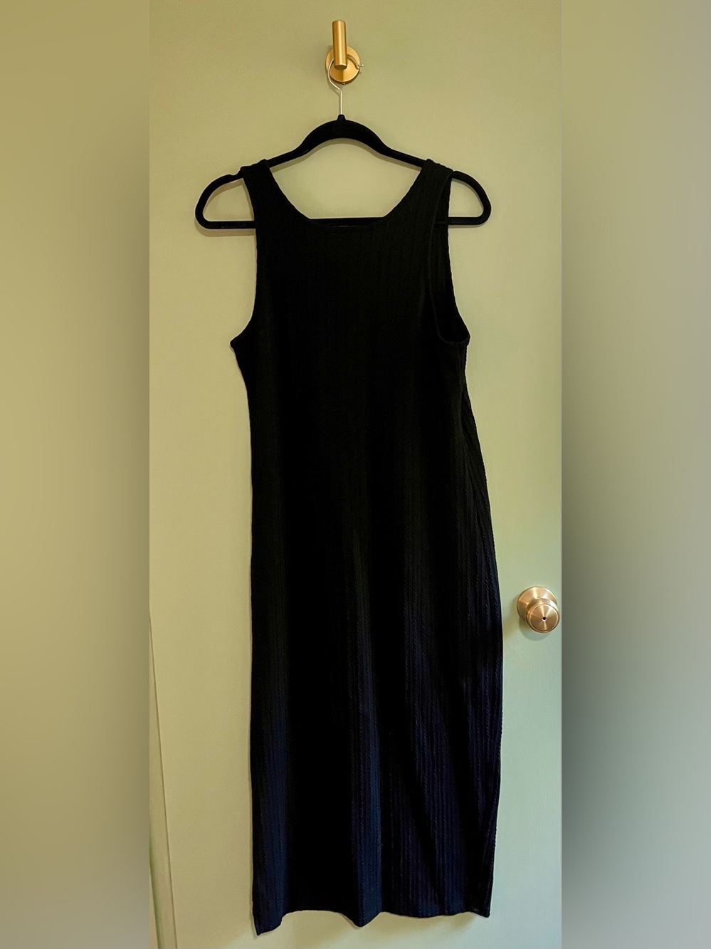 Classic Black Ribbed Tank Dress - Maxi